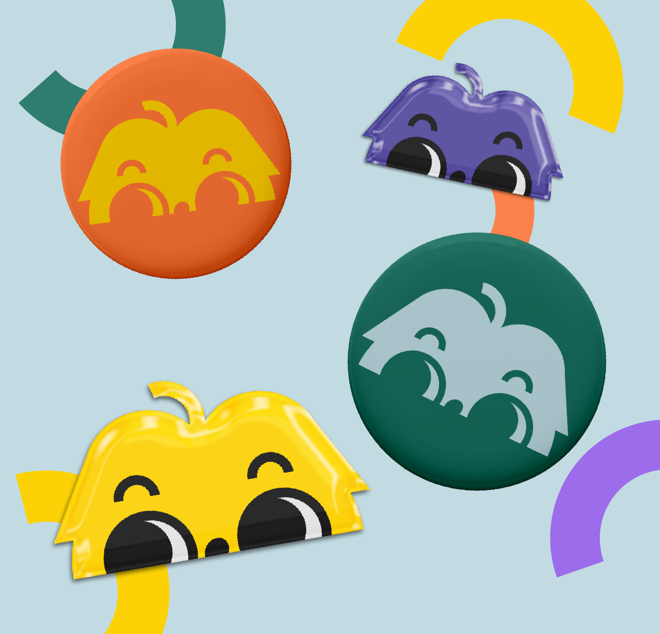 Lucky Kisses mascot color variations