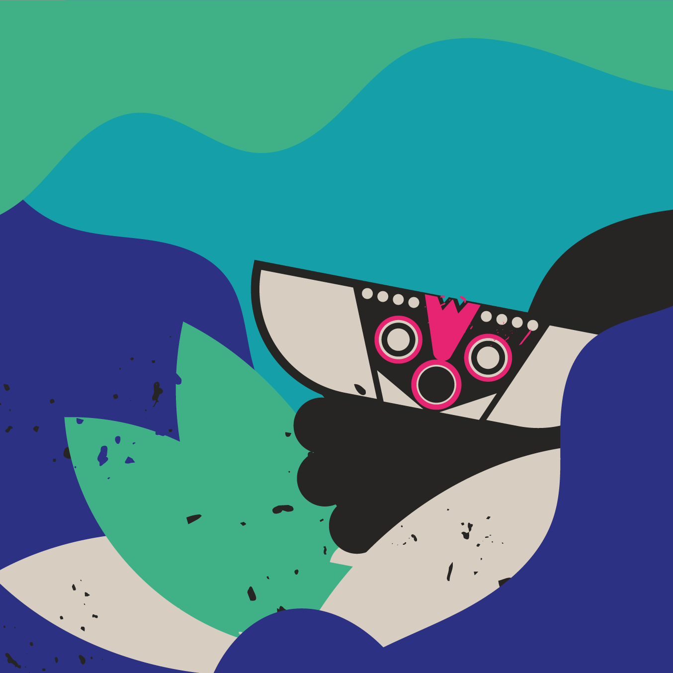 UNDERRR beverage can with teal and colorful monster graphics