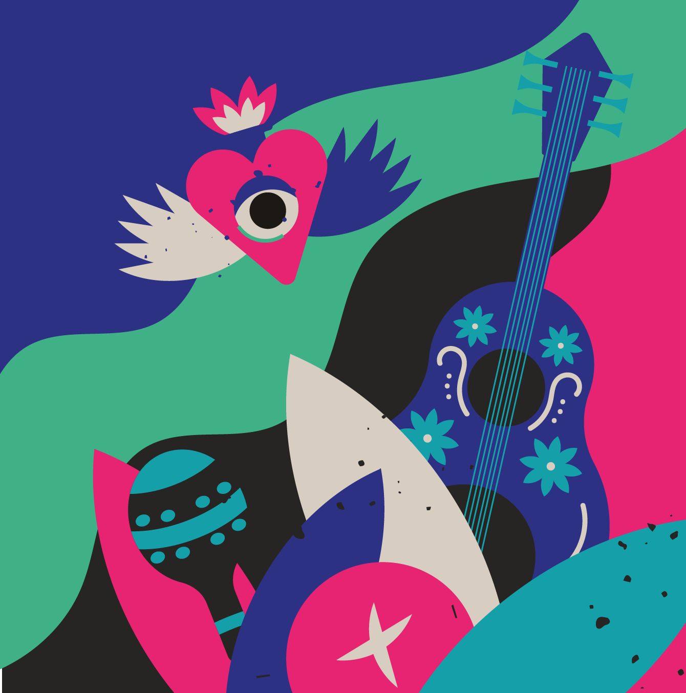 UNDERRR colorful monster character with tribal and modern fusion