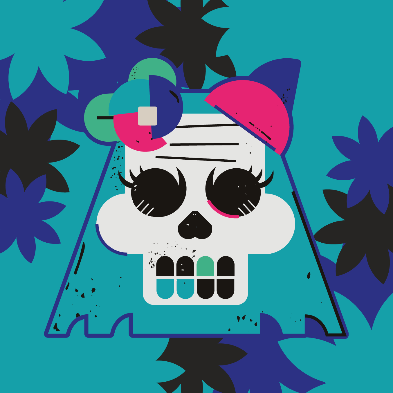 UNDERRR skull monster character with tribal mask elements