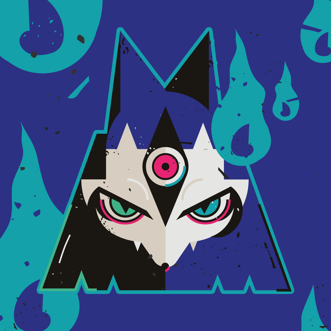 UNDERRR monster character illustration with tribal mask design