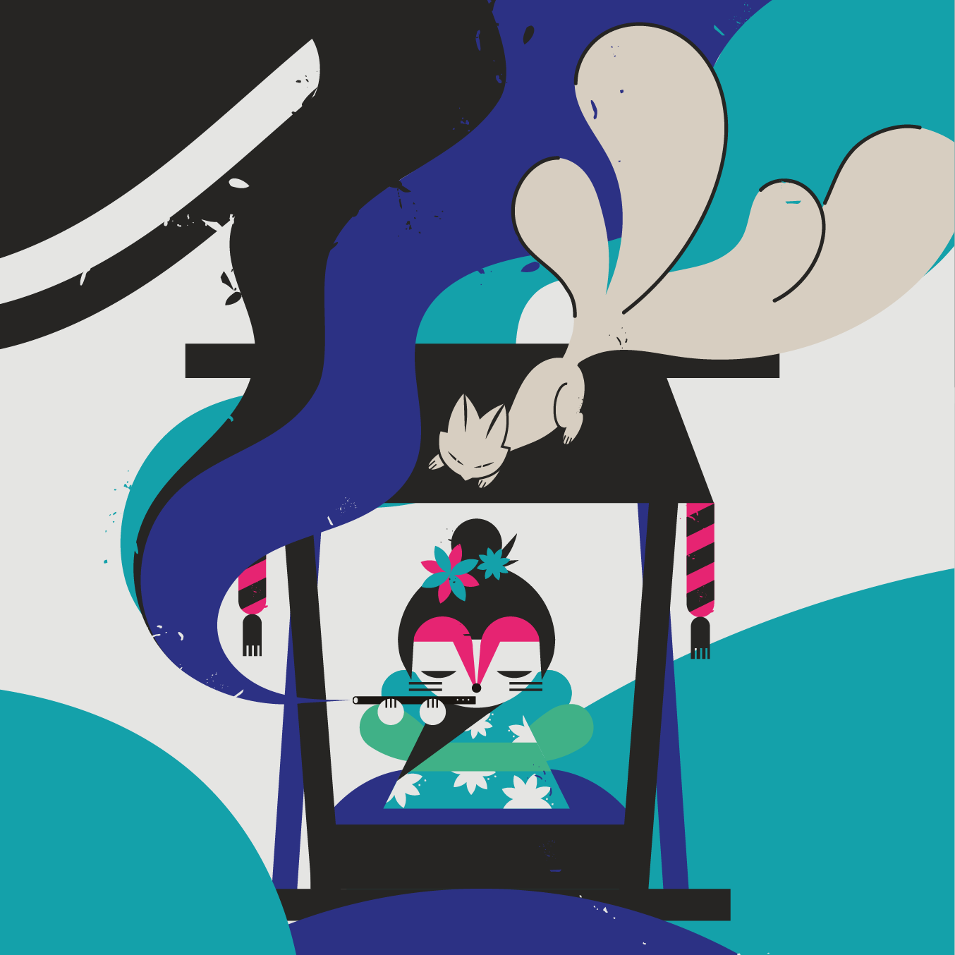 UNDERRR monster character with smartphone and modern elements